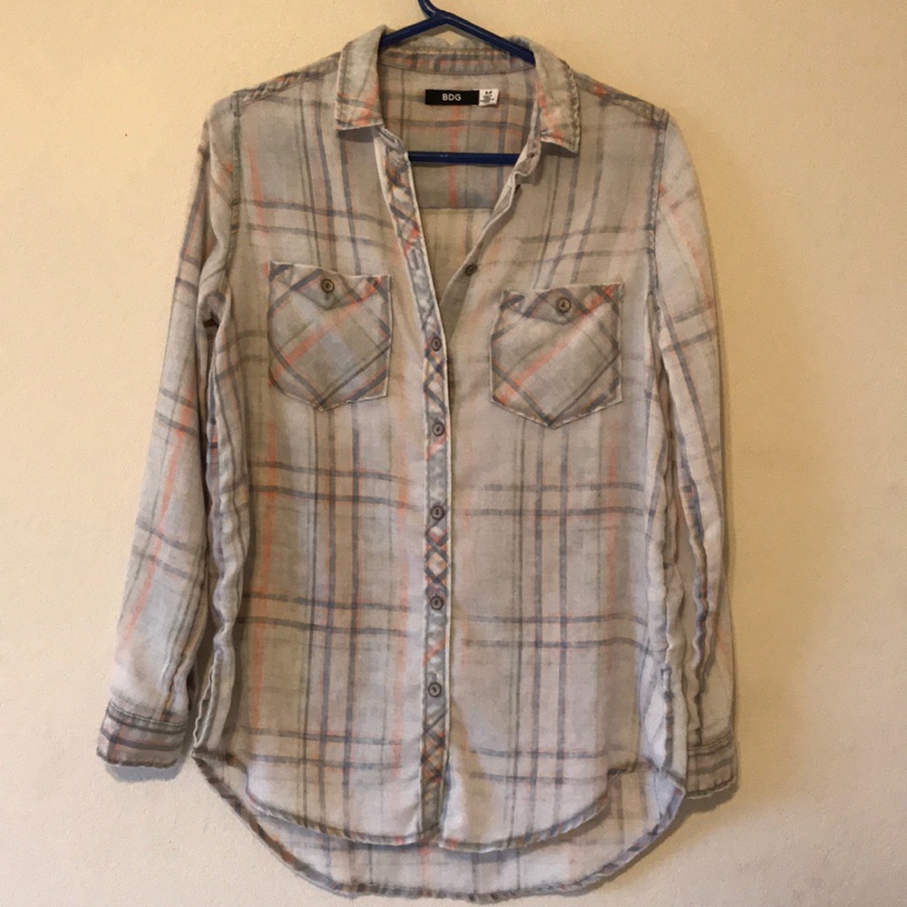 BDG Long-Sleeved Flannel Top (Size S)